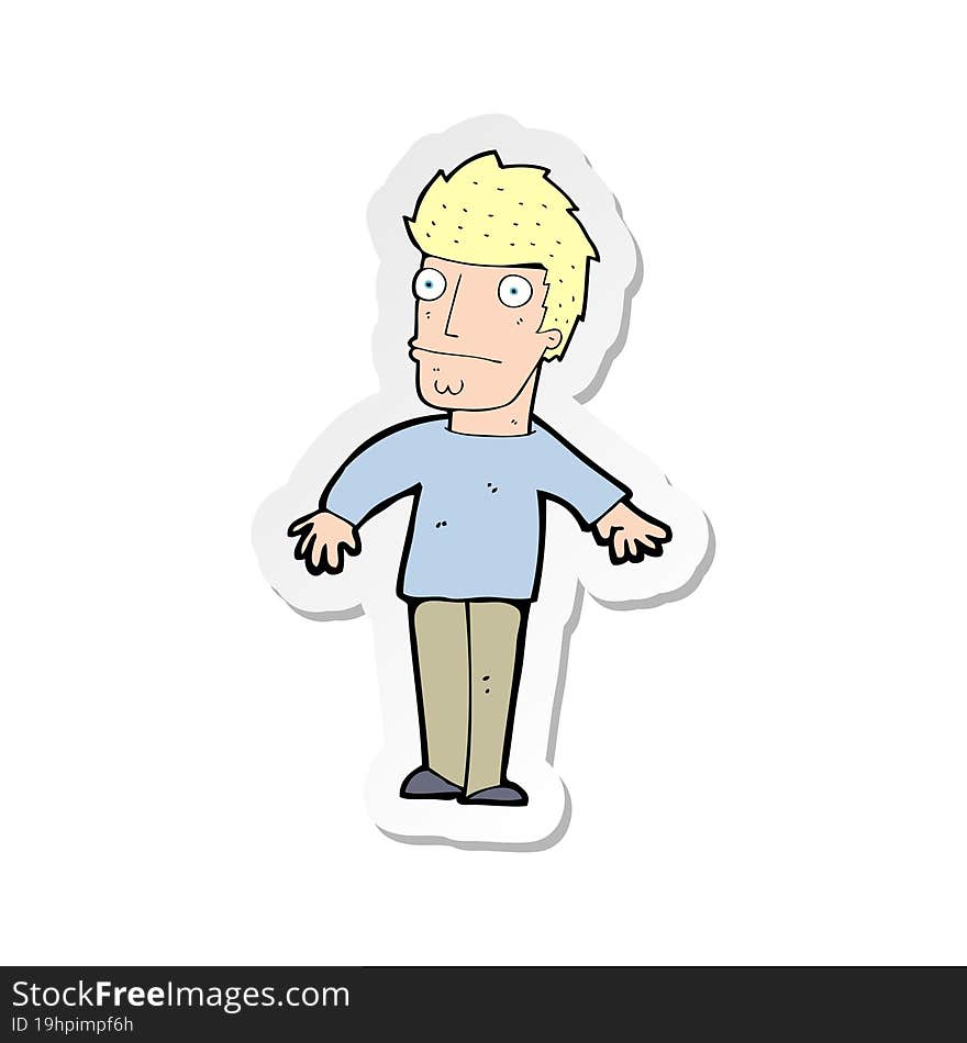 sticker of a cartoon worried man