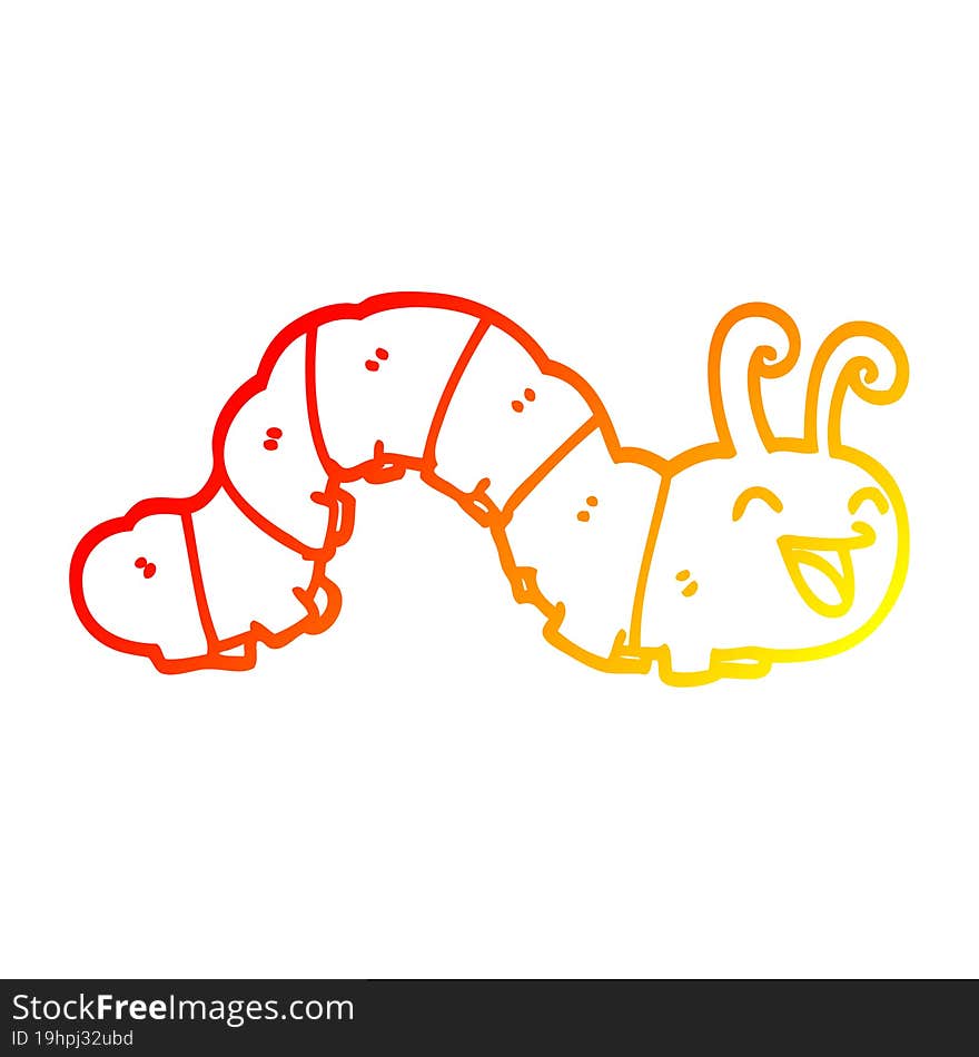 warm gradient line drawing of a cute cartoon caterpillar