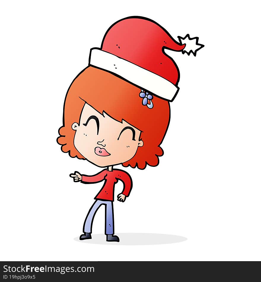 Cartoon Woman Ready For Christmas