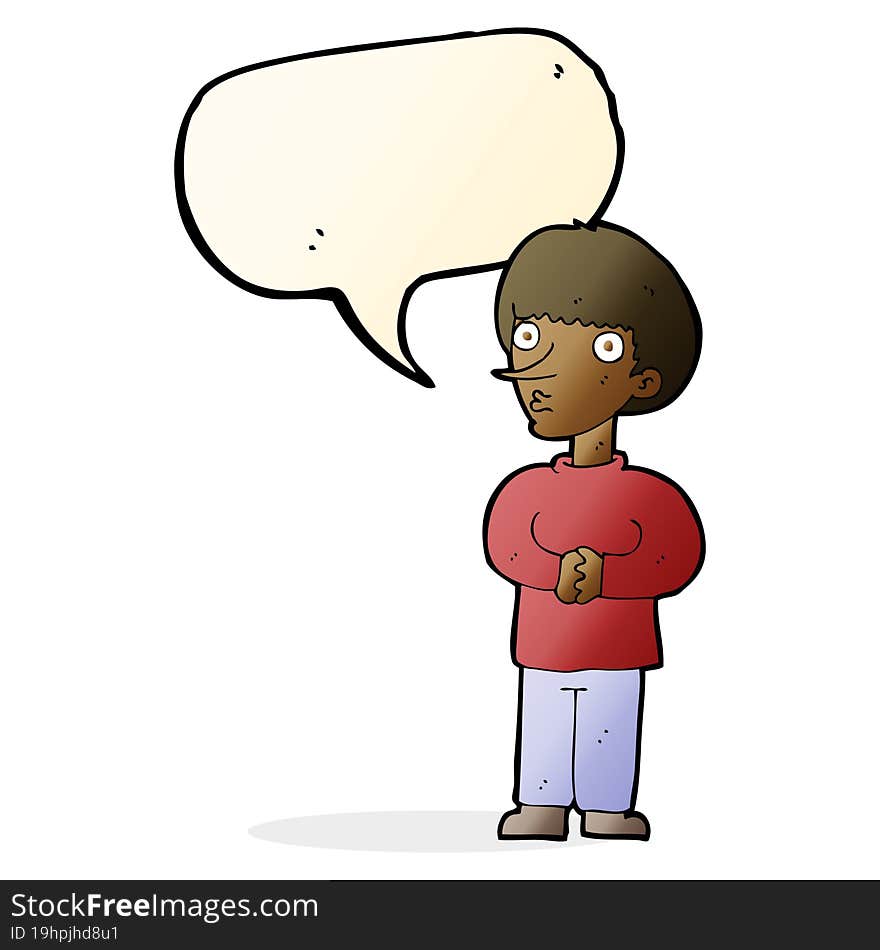 cartoon nervous man with speech bubble