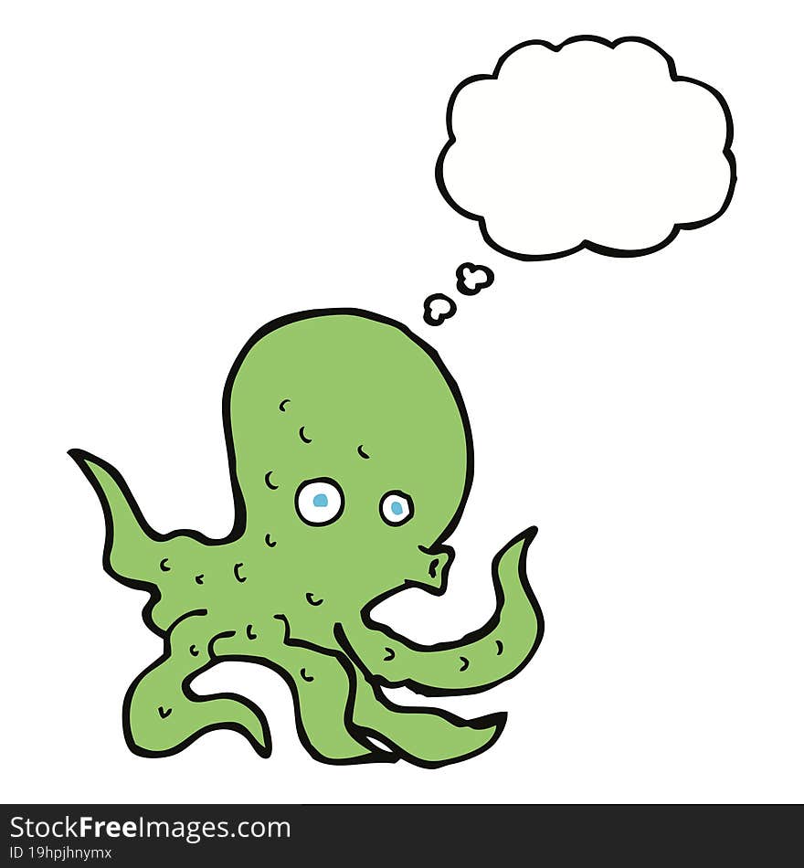 cartoon octopus with thought bubble