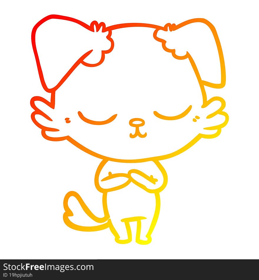 warm gradient line drawing cute cartoon dog