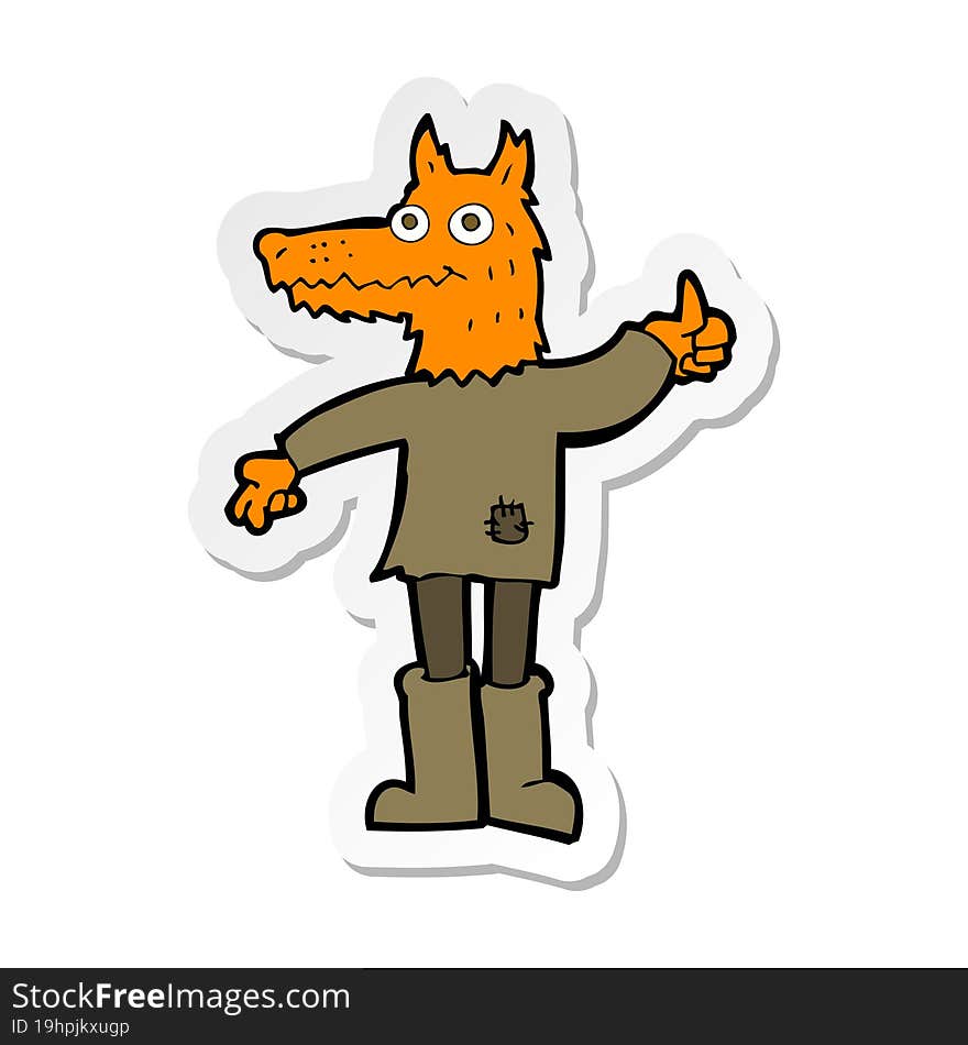 sticker of a cartoon fox man