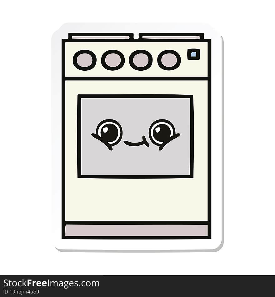 sticker of a cute cartoon kitchen oven