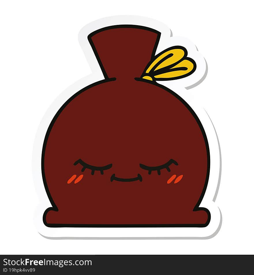 sticker of a cute cartoon sack