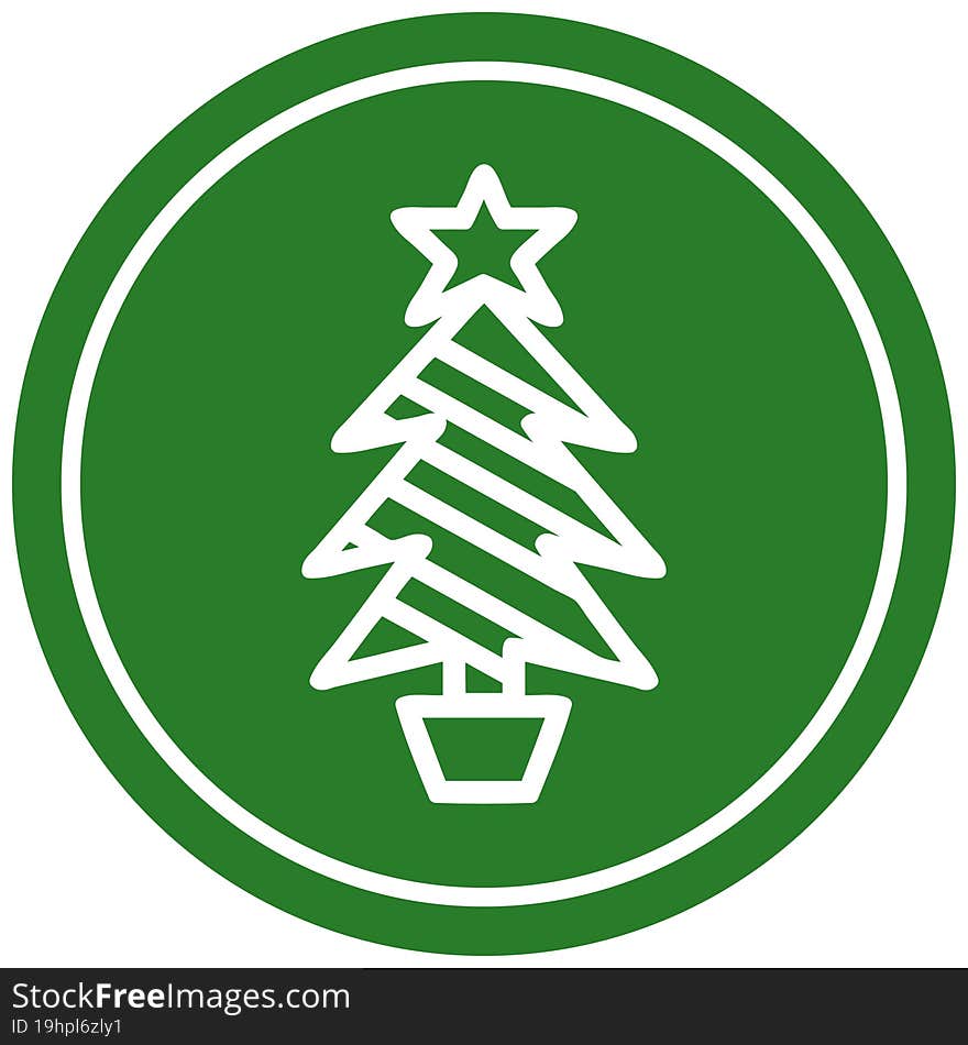 christmas tree circular icon