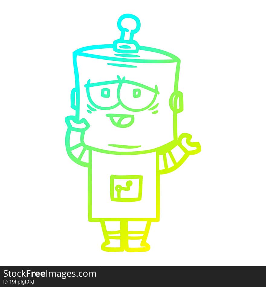 cold gradient line drawing cartoon robot