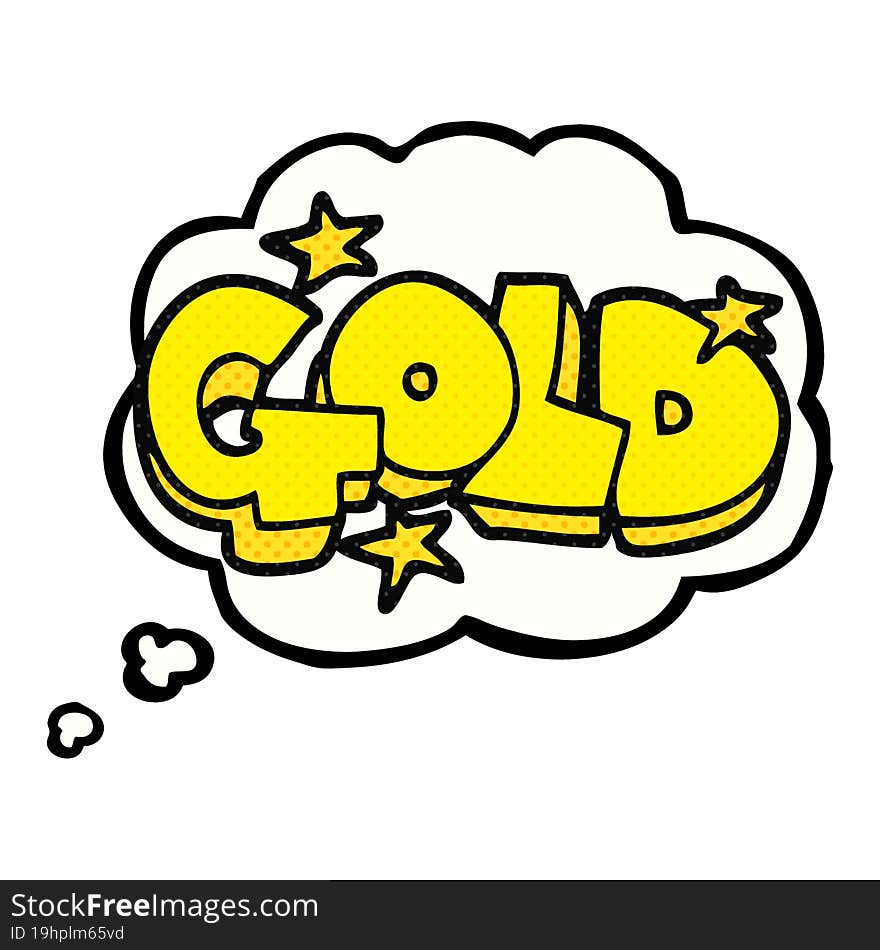 thought bubble cartoon word gold