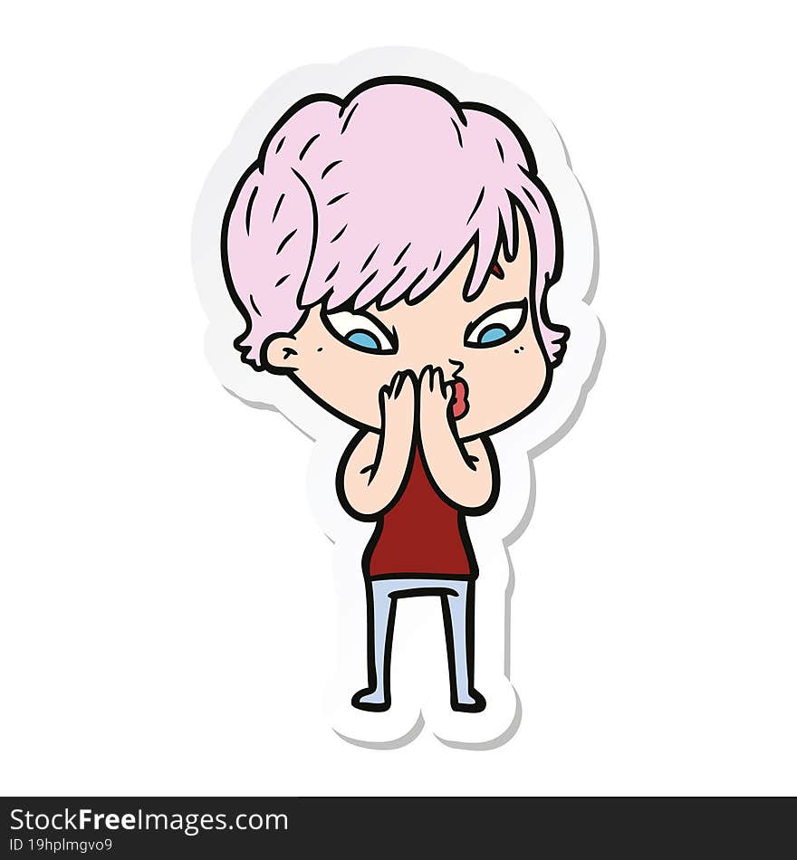 Sticker Of A Cartoon Woman