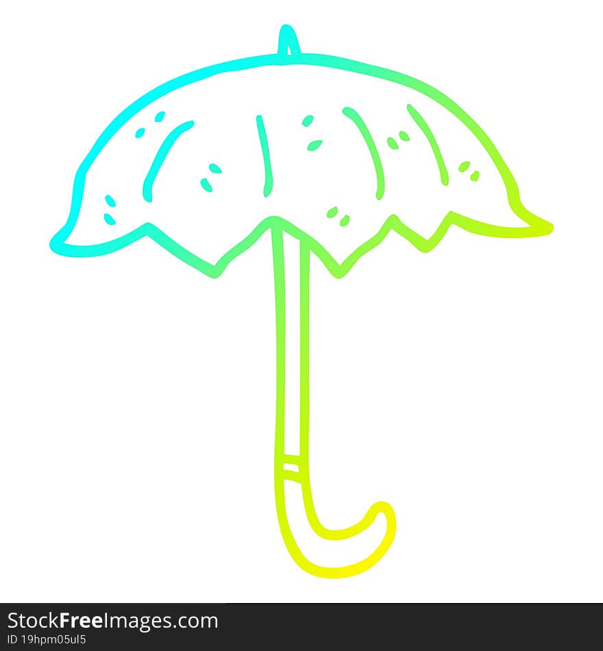 cold gradient line drawing cartoon open umbrella