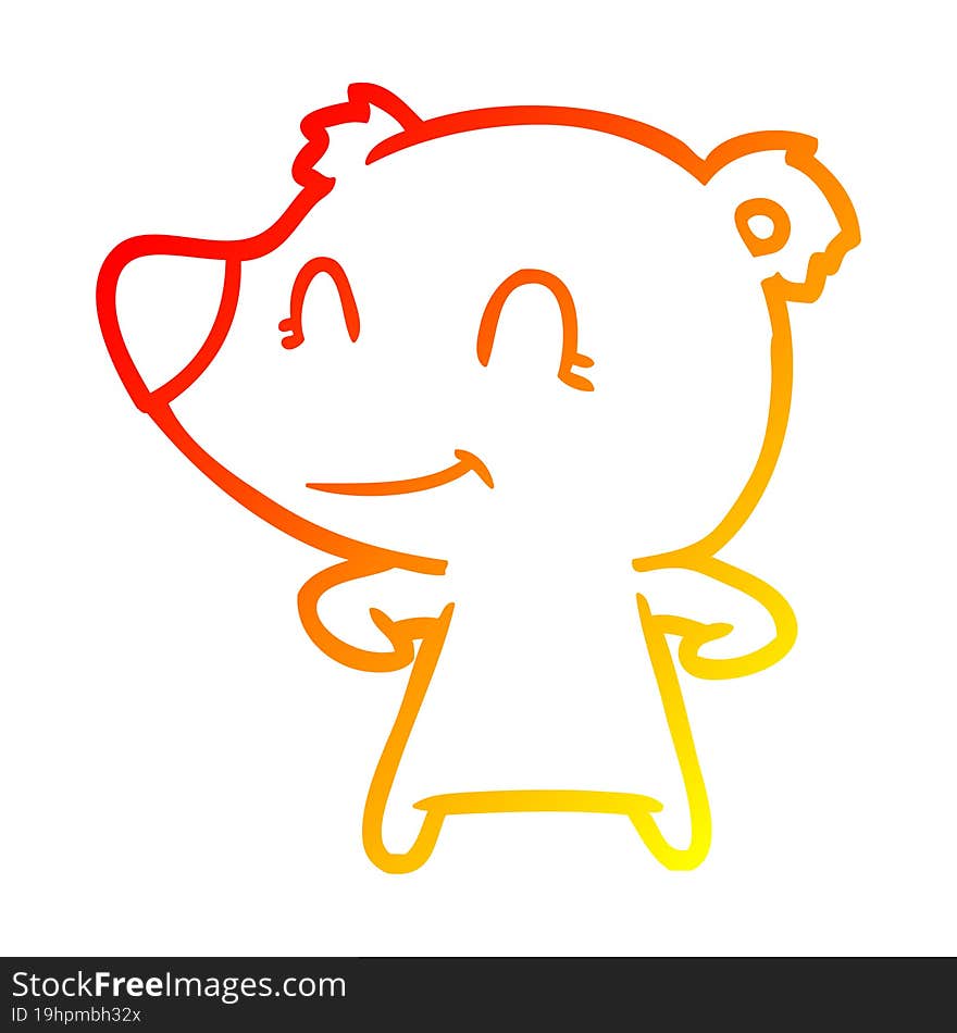 warm gradient line drawing friendly bear cartoon