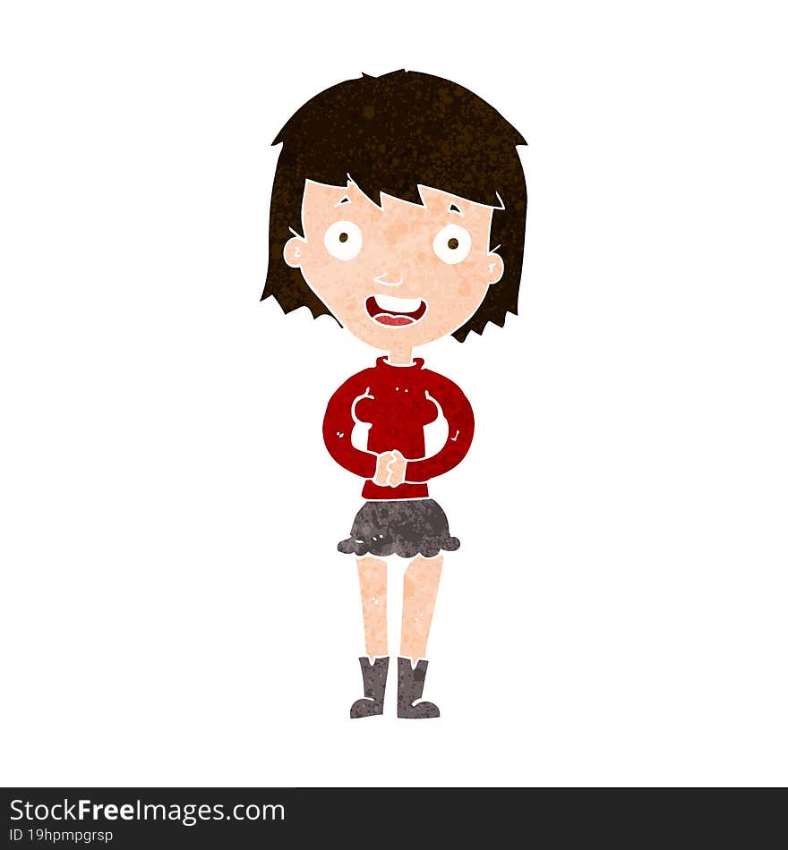 cartoon excited woman