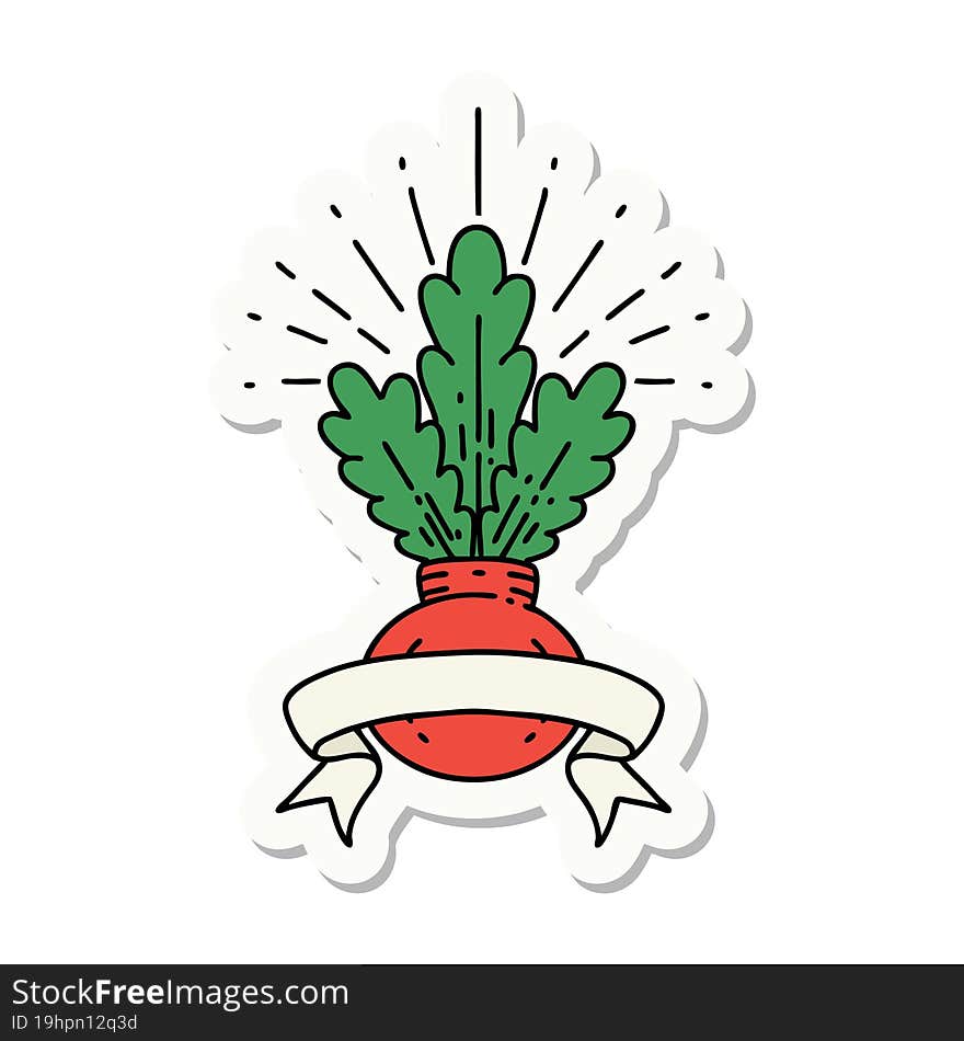 Sticker Of Tattoo Style House Plant