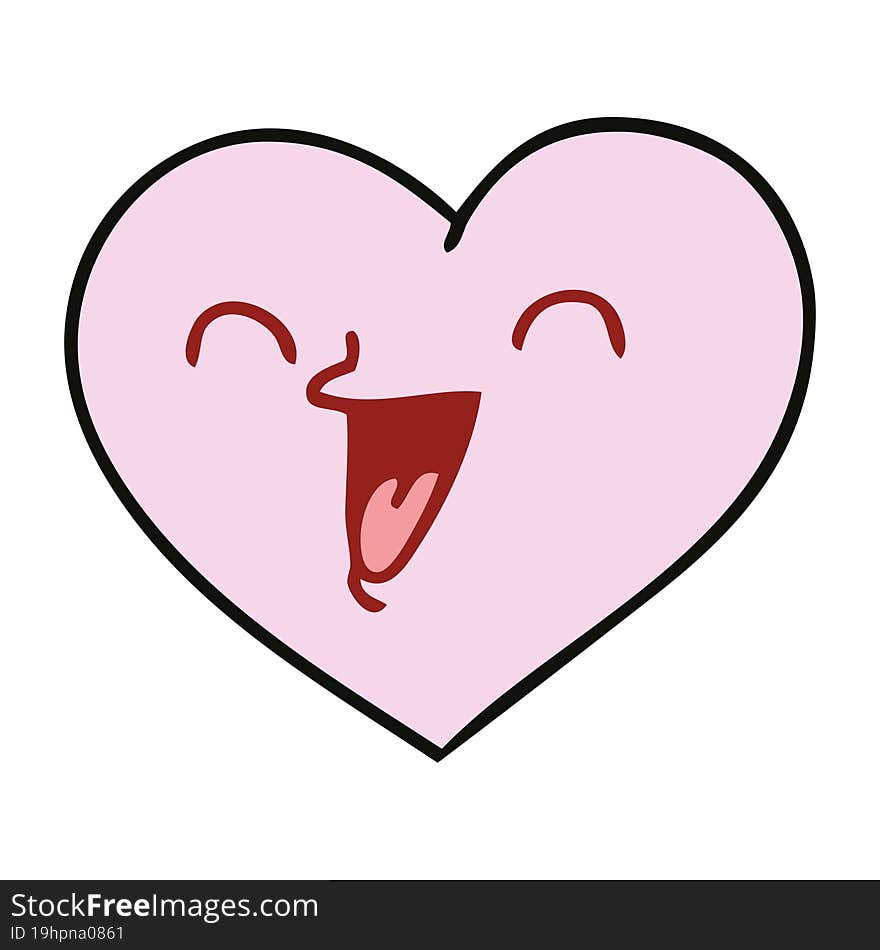 Quirky Hand Drawn Cartoon Happy Heart