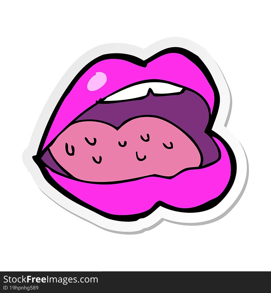 sticker of a cartoon open mouth