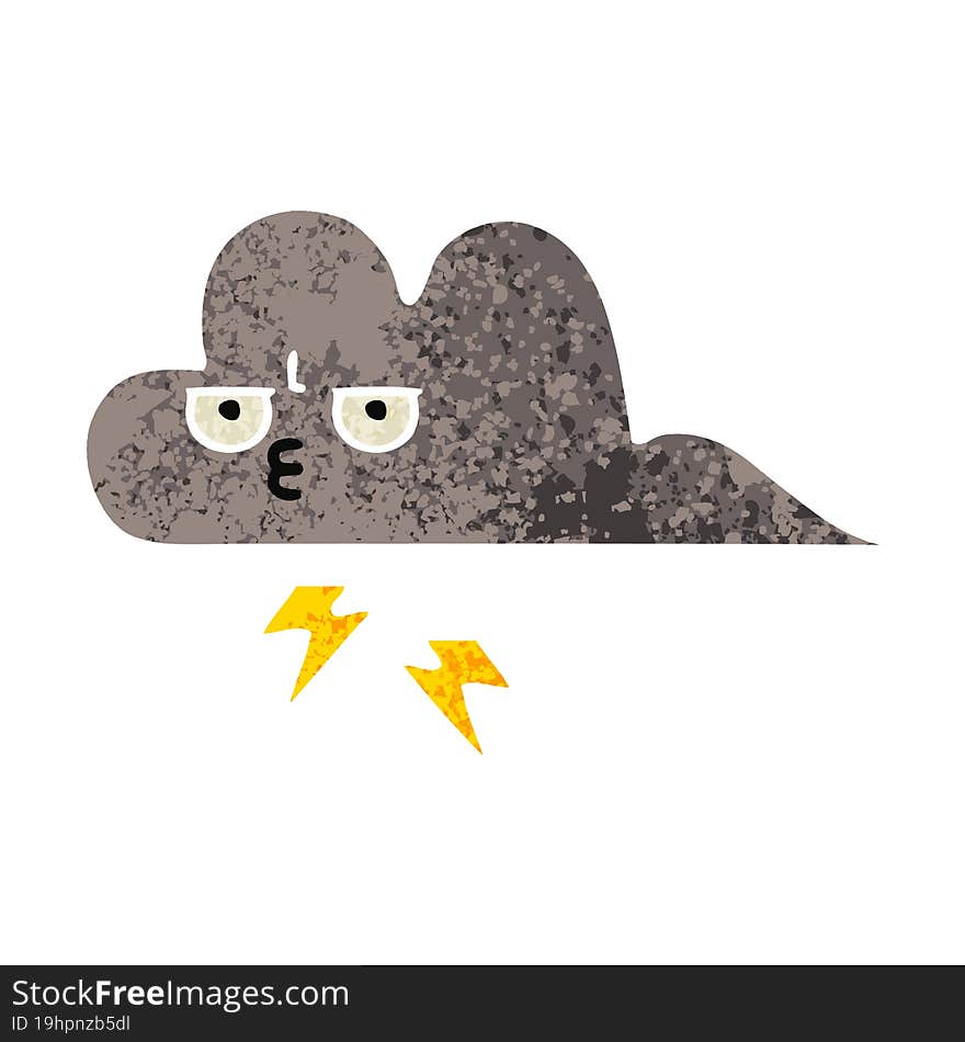 retro illustration style cartoon of a storm cloud