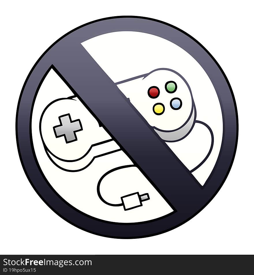 gradient shaded cartoon of a no gaming sign