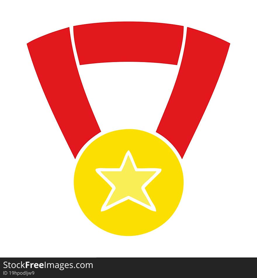 Flat Color Retro Cartoon Gold Medal