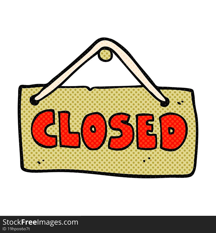 cartoon closed shop sign