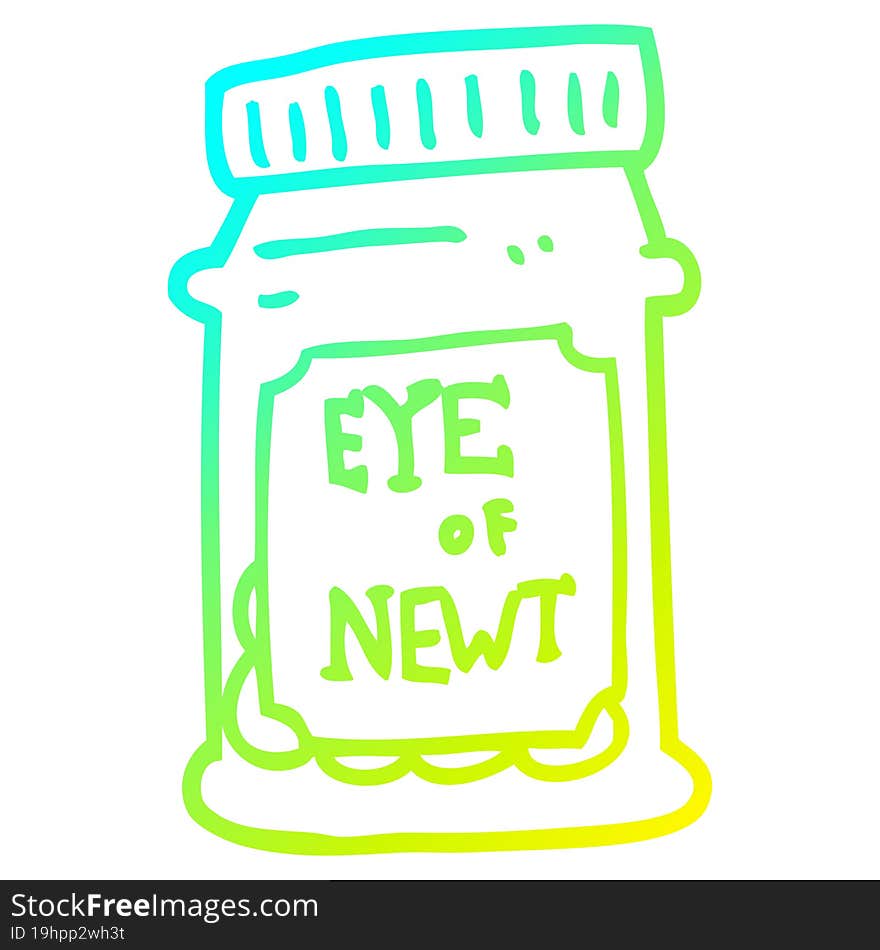 cold gradient line drawing cartoon eye of newt bottle