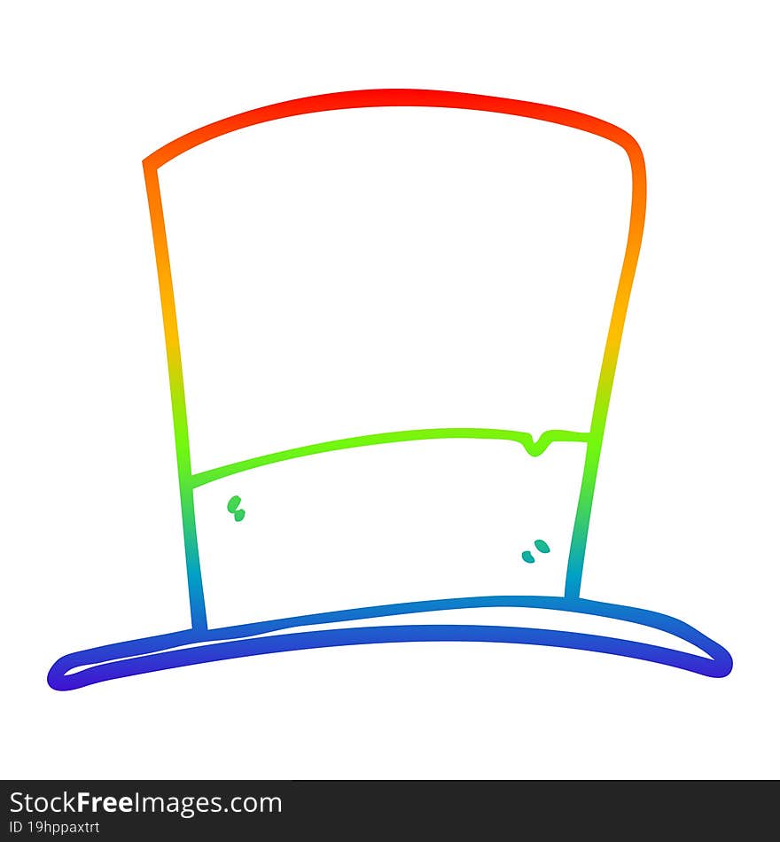 rainbow gradient line drawing cartoon top hat