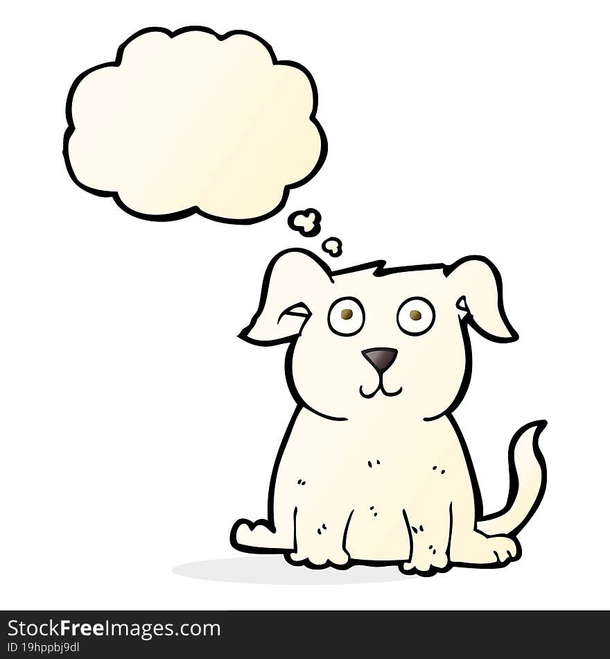 cartoon happy dog with thought bubble