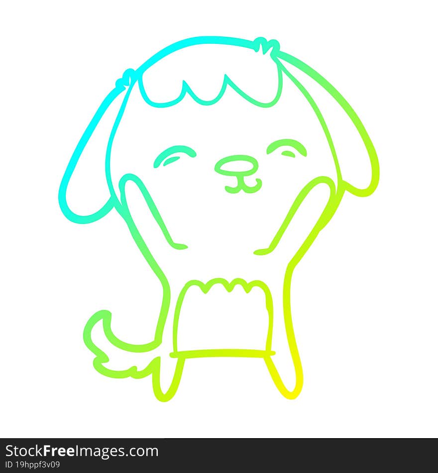 cold gradient line drawing happy cartoon dog