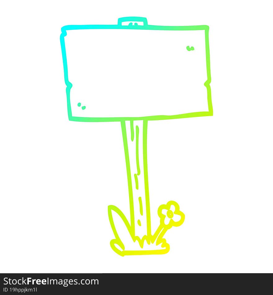 cold gradient line drawing of a cartoon sign post