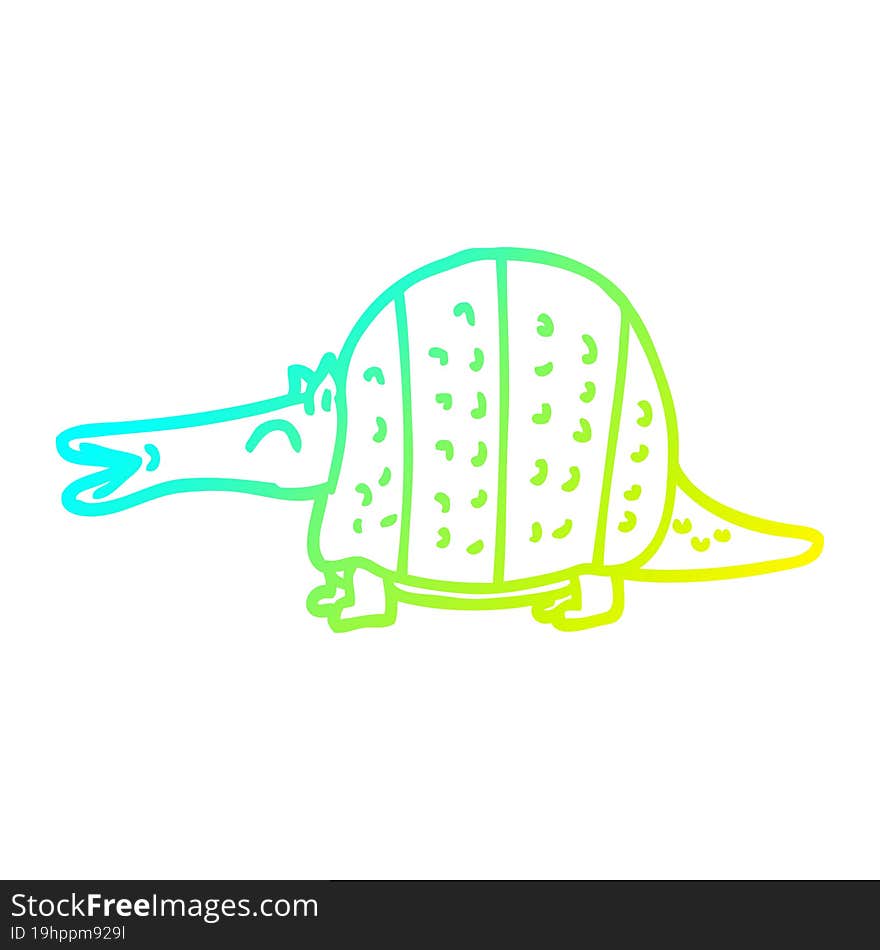 cold gradient line drawing cartoon armadillo