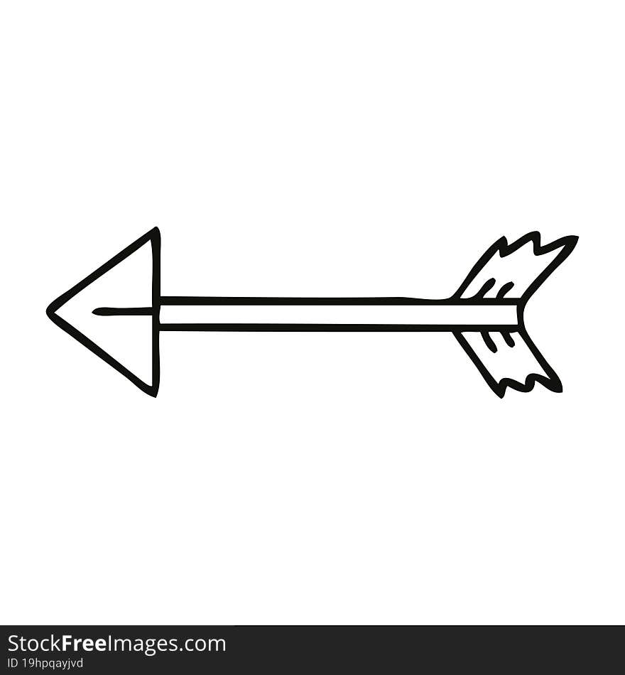 Quirky Line Drawing Cartoon Arrow