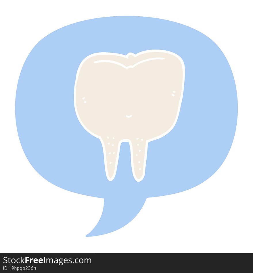 cartoon tooth and speech bubble in retro style