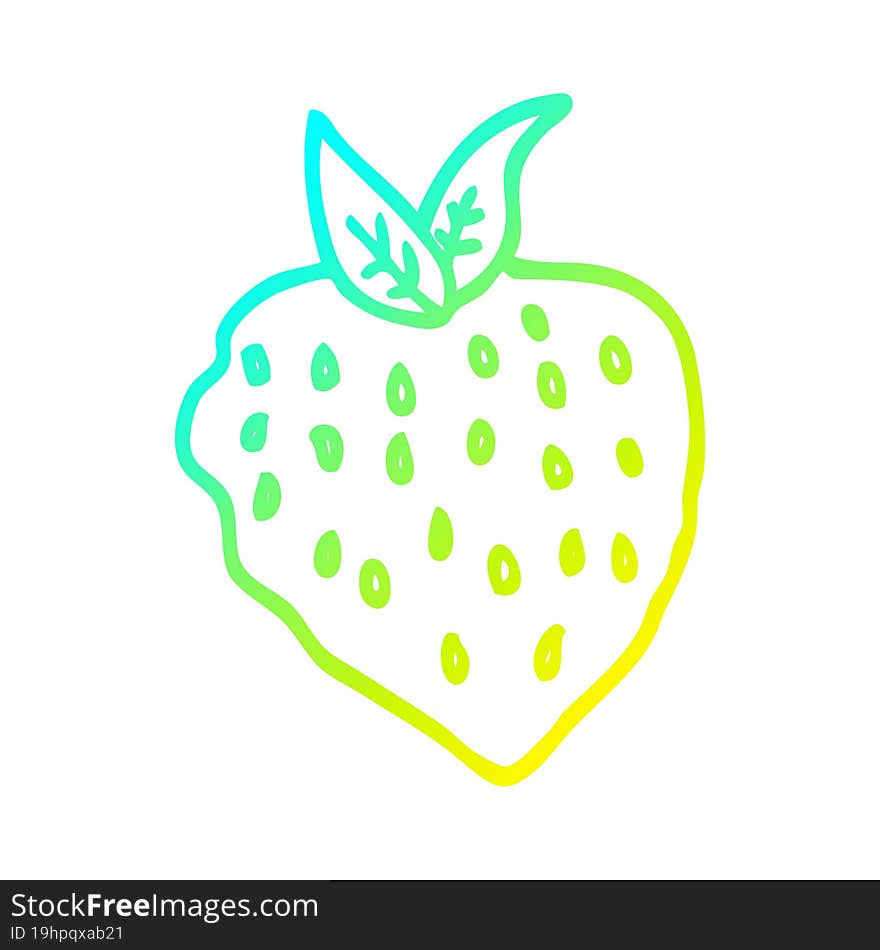 cold gradient line drawing of a cartoon strawberry