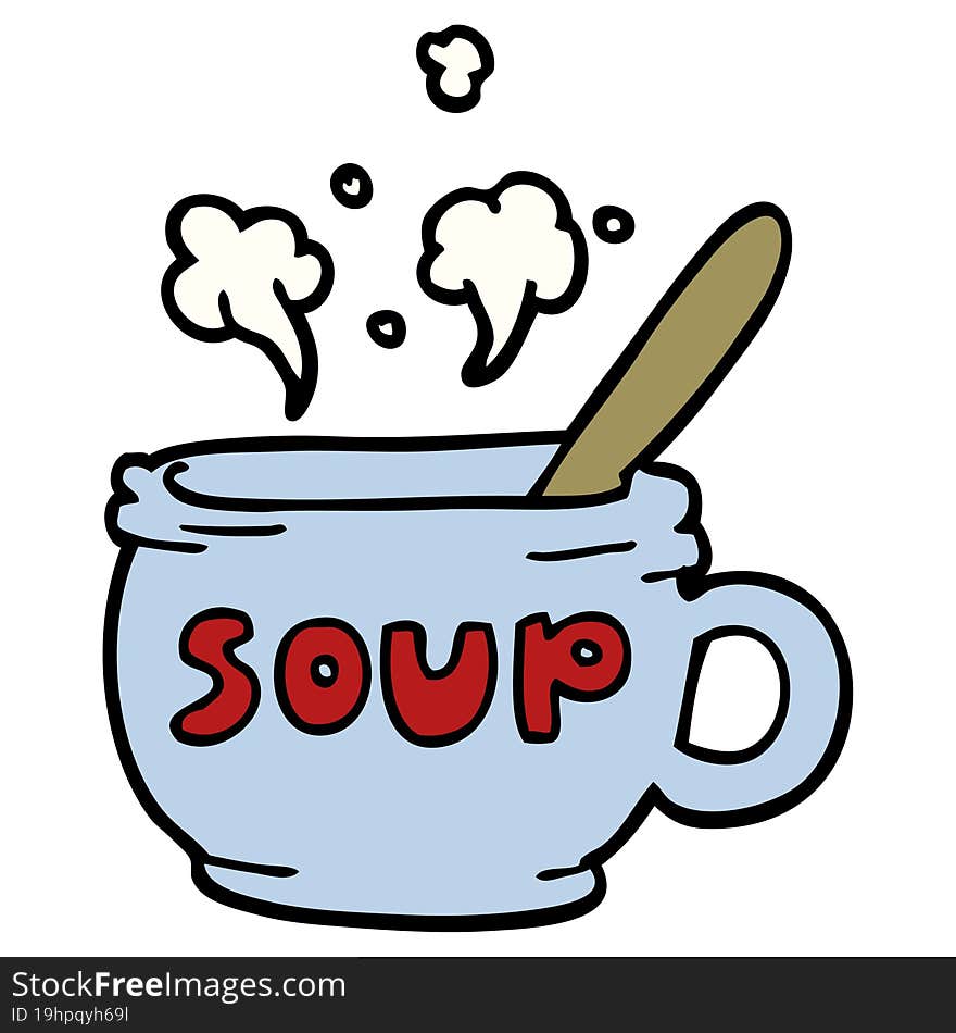 Cartoon Doodle Of Hot Soup