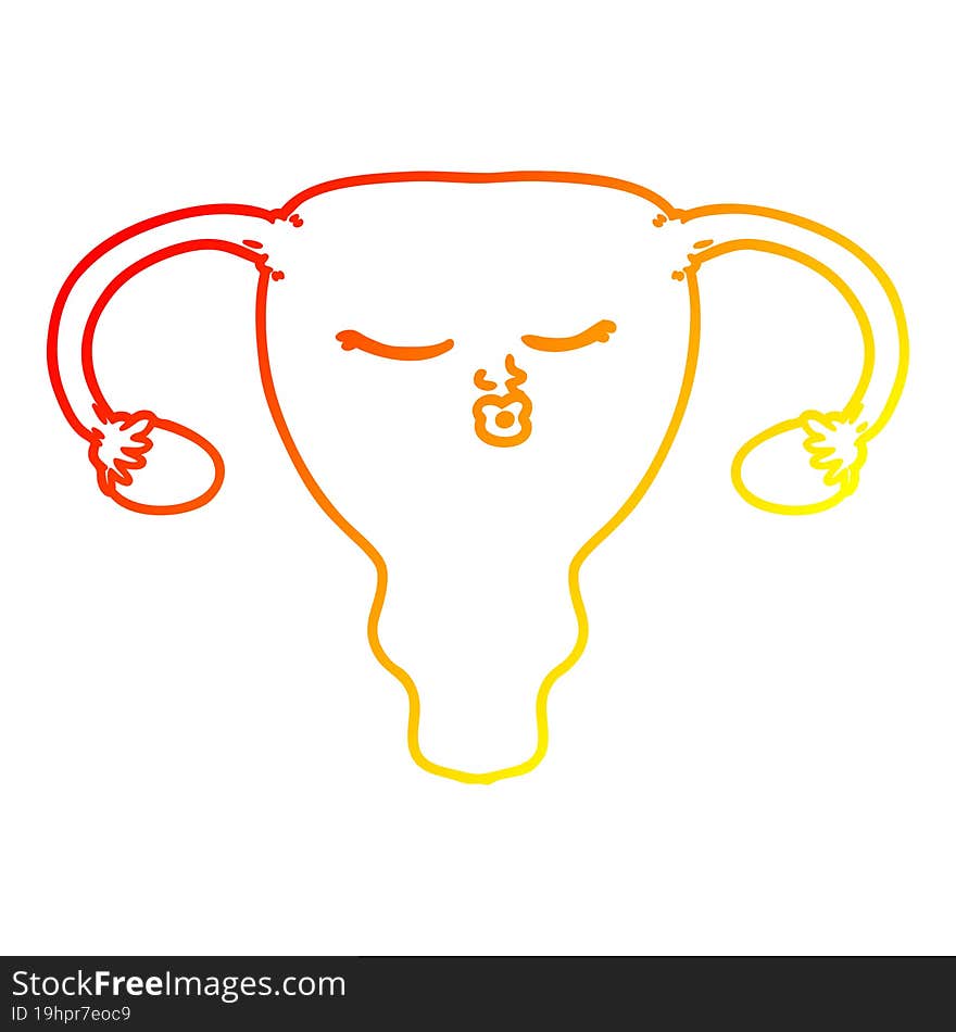 warm gradient line drawing cartoon uterus