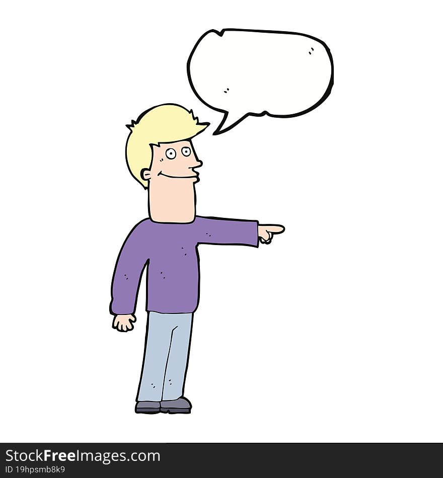 Cartoon Man Pointing With Speech Bubble