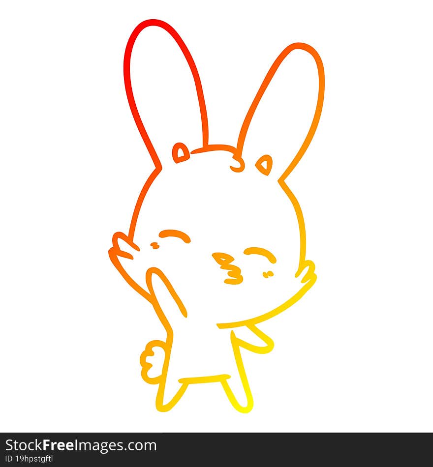 warm gradient line drawing curious waving bunny cartoon