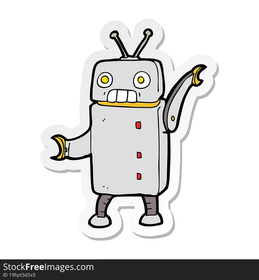 sticker of a cartoon funny robot