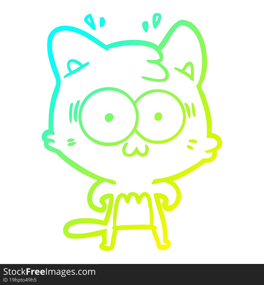 cold gradient line drawing cartoon surprised cat