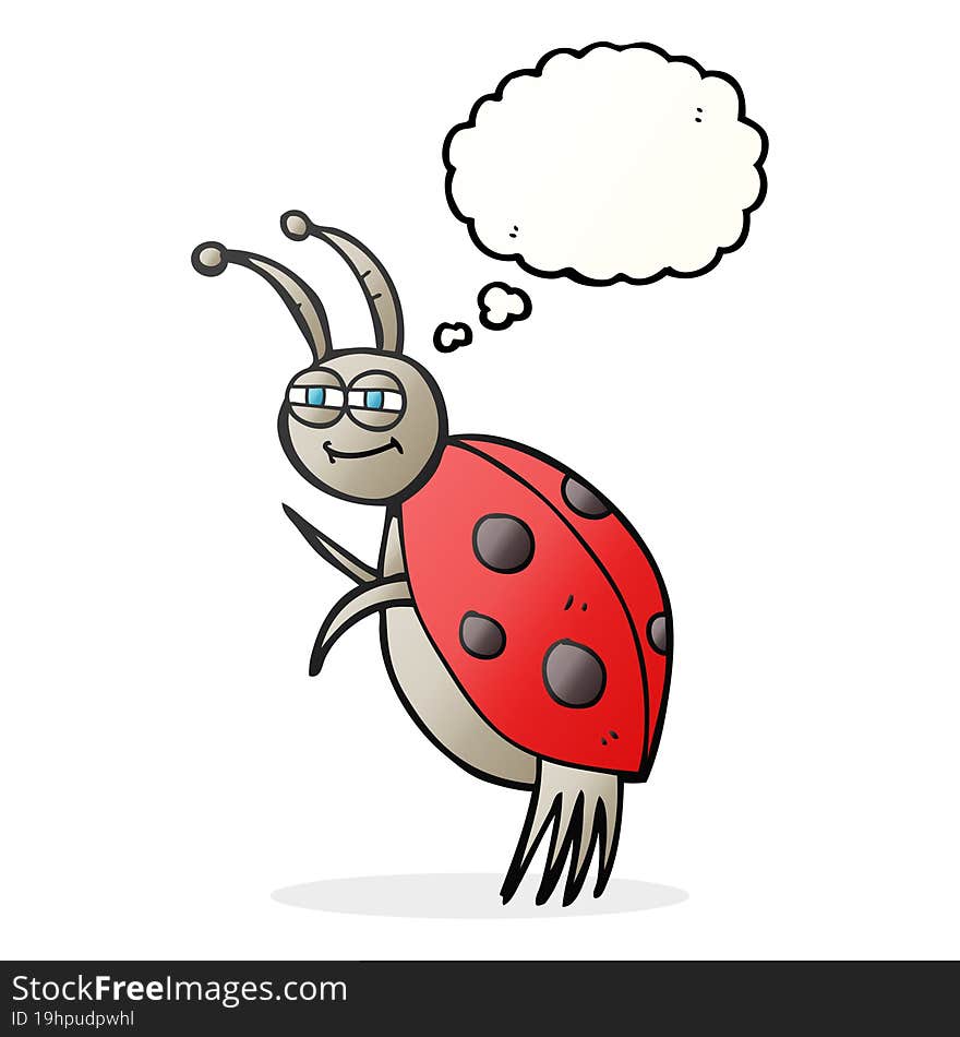 freehand drawn thought bubble cartoon ladybug