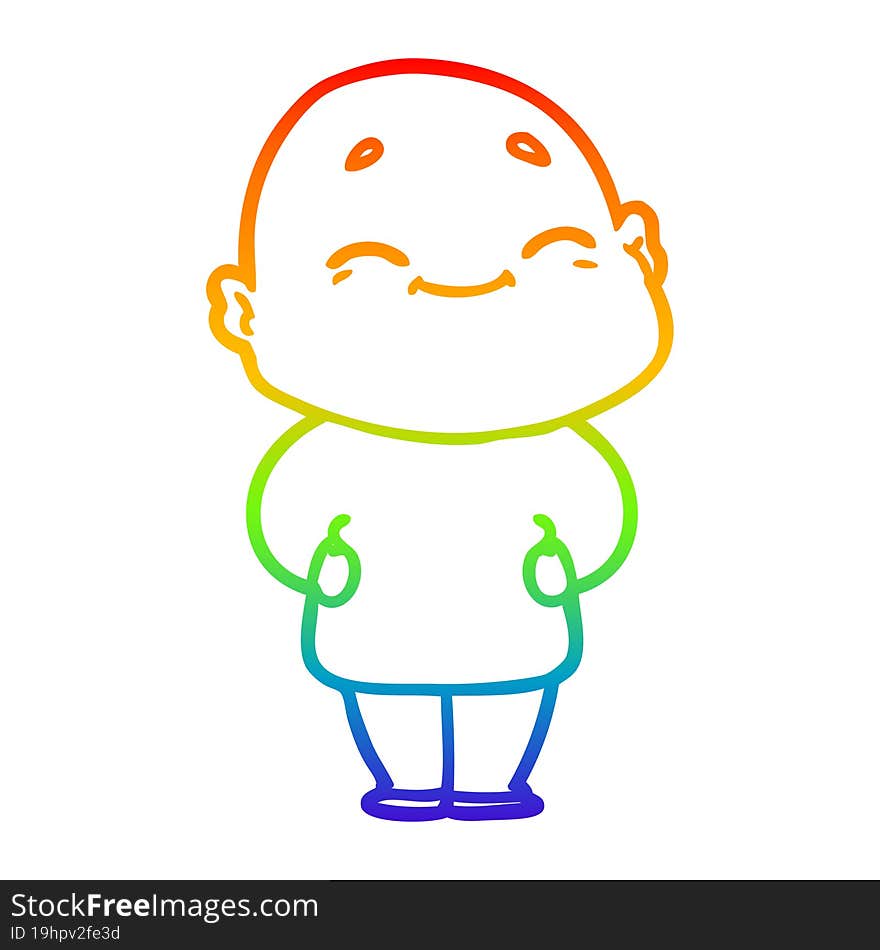 rainbow gradient line drawing cartoon happy bald man