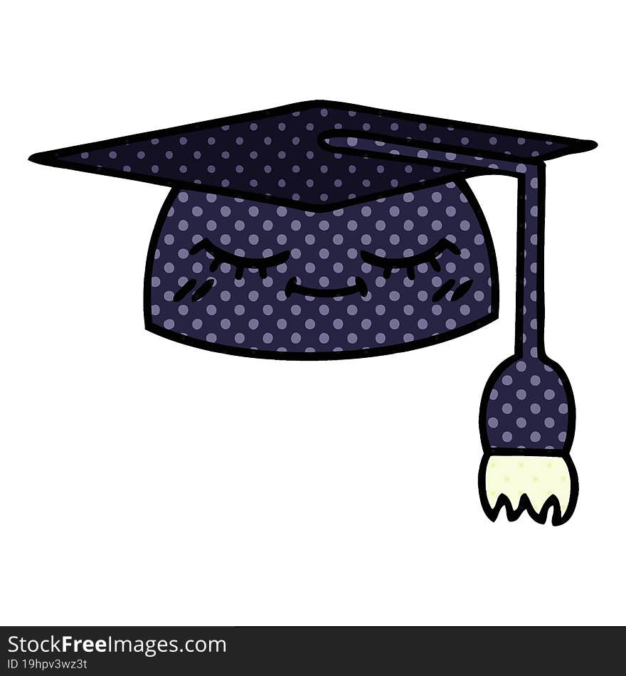 comic book style cartoon graduation hat