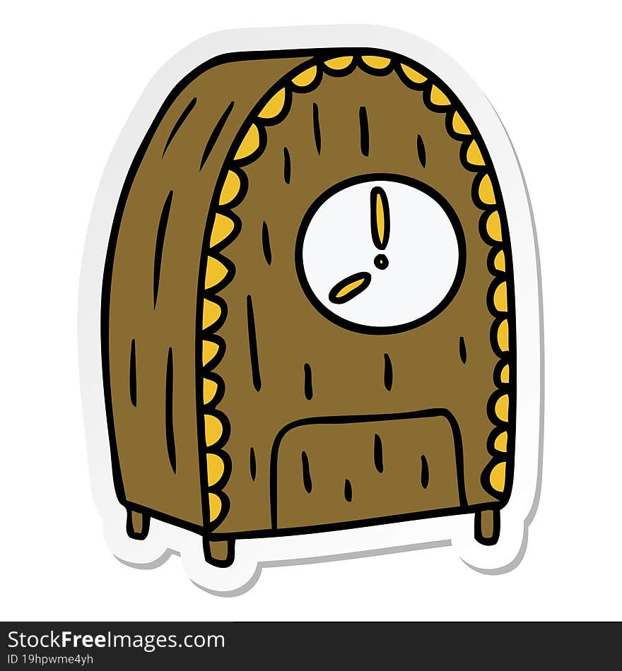 Sticker Cartoon Doodle Of An Old Fashioned Clock