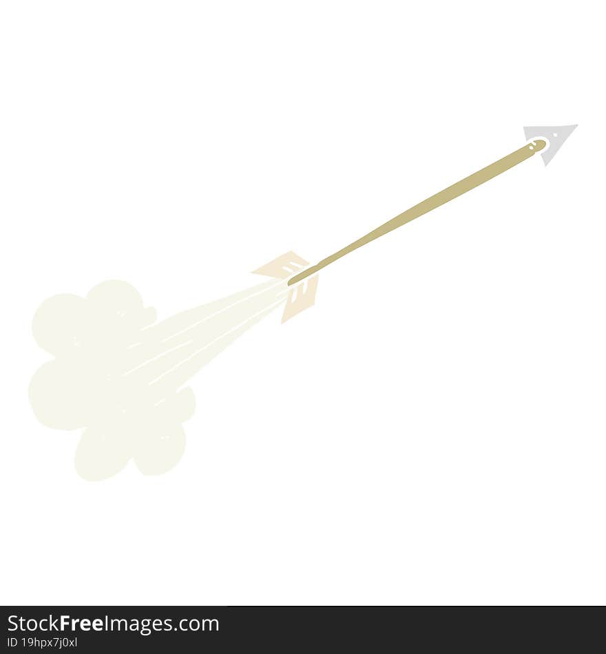 Flat Color Illustration Of A Cartoon Flying Arrow