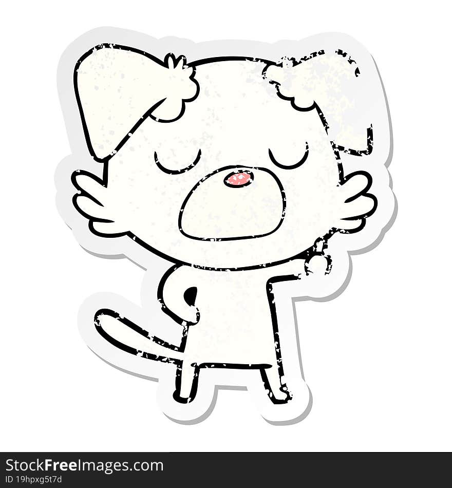 distressed sticker of a cartoon dog