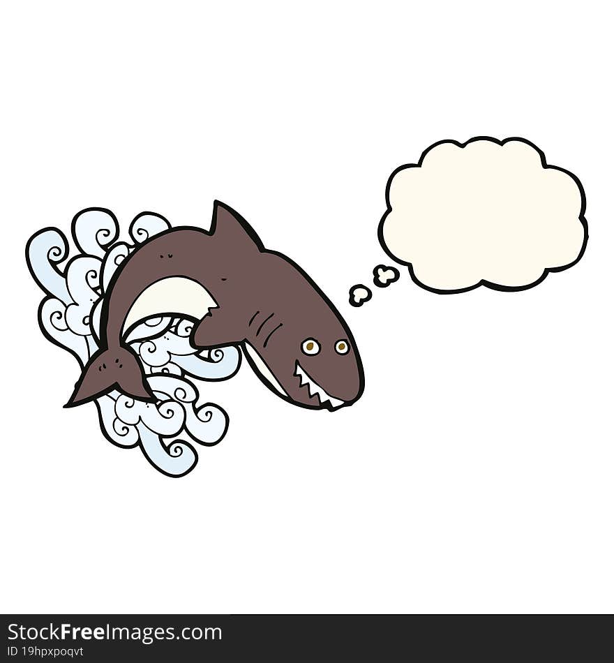 cartoon shark with thought bubble