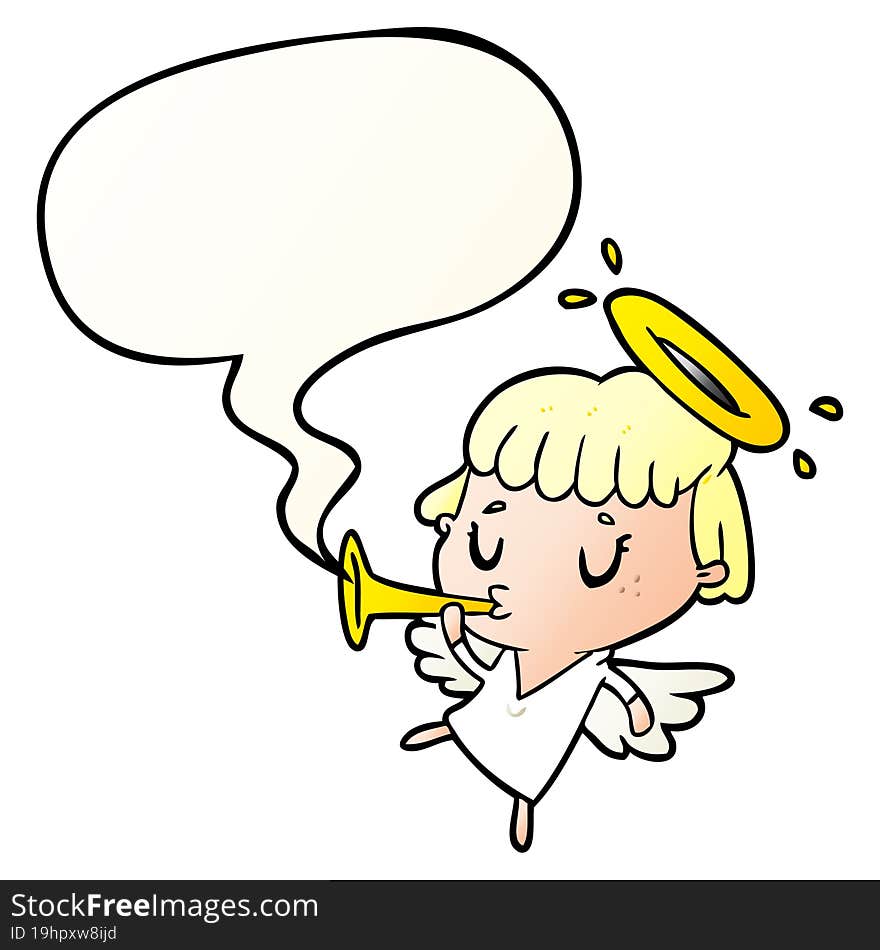 cute cartoon angel and speech bubble in smooth gradient style