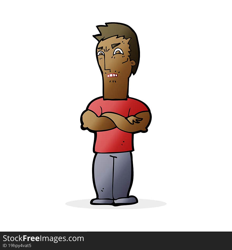 cartoon annoyed man with folded arms