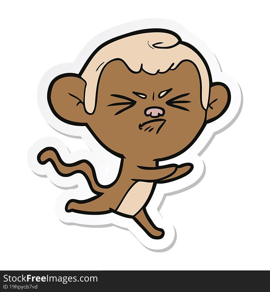 sticker of a cartoon annoyed monkey