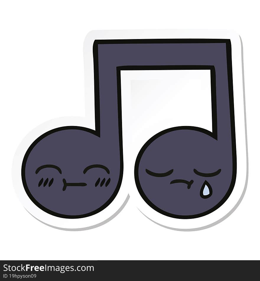 sticker of a cute cartoon musical note