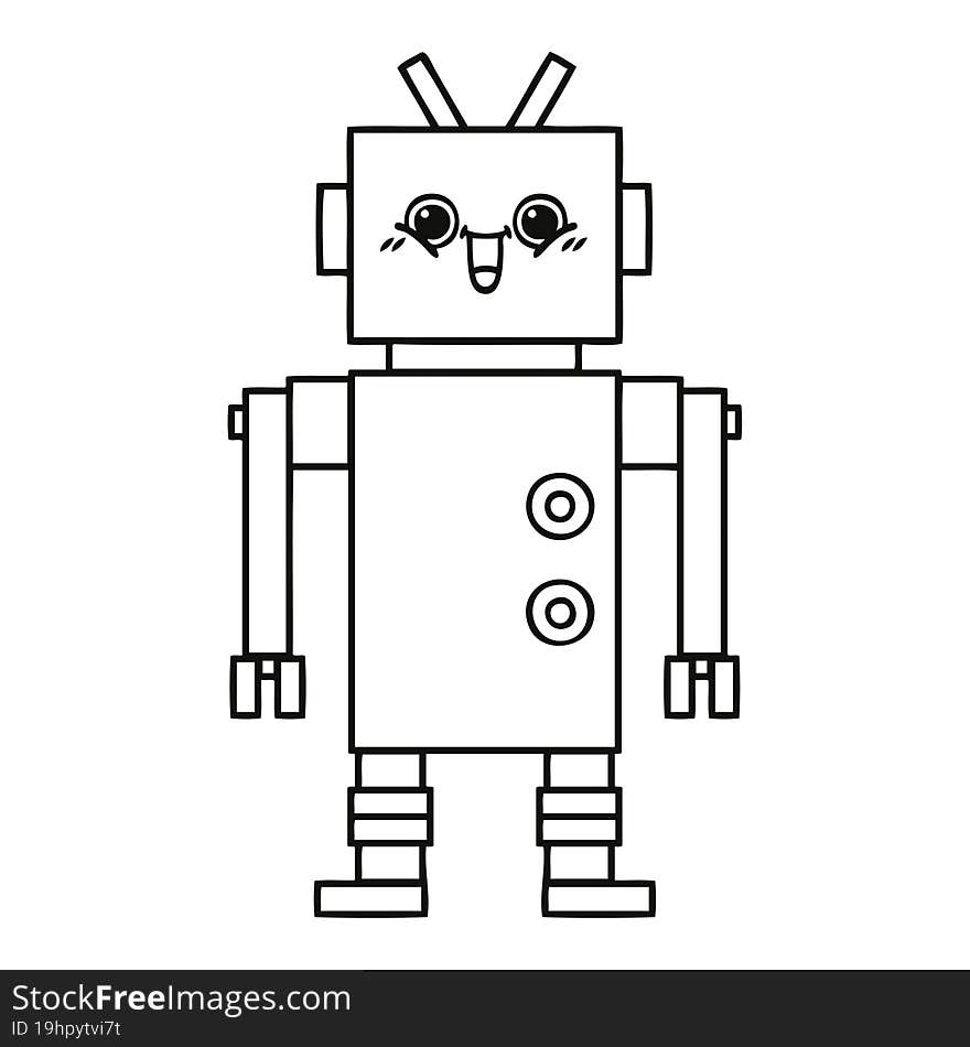 Line Drawing Cartoon Robot